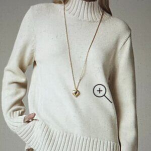 New J. Crew Womens Size-Small  Ivory Cotton Turtleneck Sweater